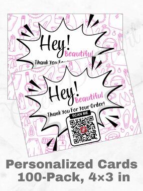 100 Personalized QR Code Thank You Cards Small Business, 4×3 in